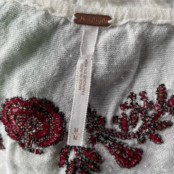 ☮️RARE✌️Embroidered gauze Free People bohemian blouse hippie vintage love chil… - Picture 3 of 7